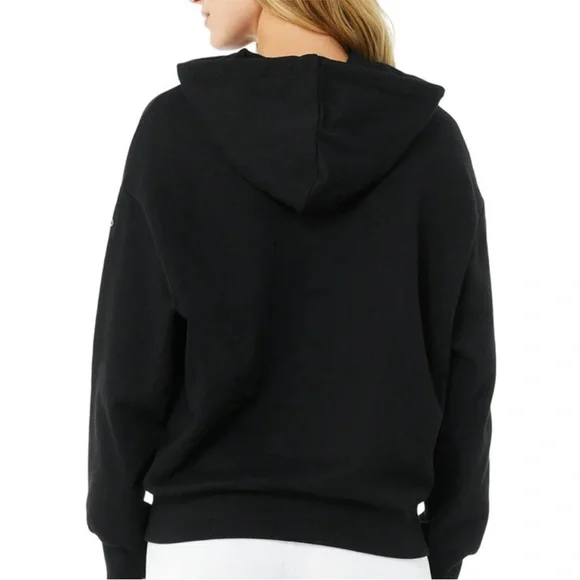 ALO Yoga hype Black Zip-Up Hoodie Sweater - Picture 3 of 9